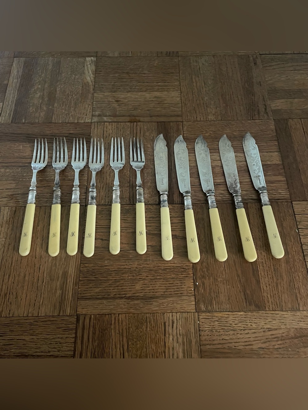 Antique Victorian R.F. Mosley Sheffield Silverplate Fish Set 11pc